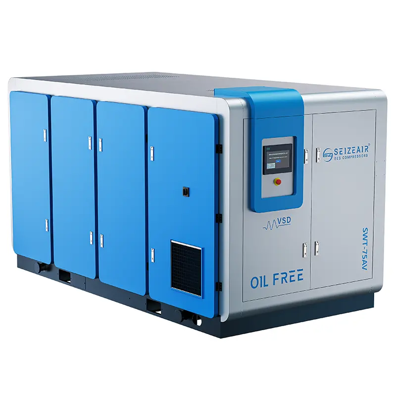 Compresor de aer cu șurub, 100% pur PM VSD, tip uscat, fără ulei Compresor de aer cu șurub, 100% pur PM VSD, tip uscat, fără ulei